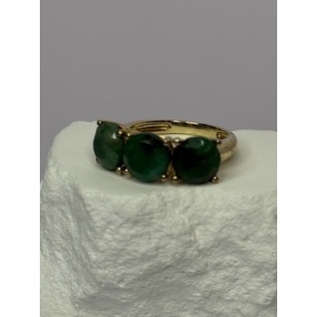 925 Sterling Silver Gold Plated Malachite Ring Size 7