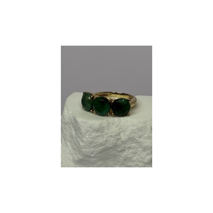925 Sterling Silver Gold Plated Malachite Ring Size 7