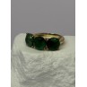 925 Sterling Silver Gold Plated Malachite Ring Size 7