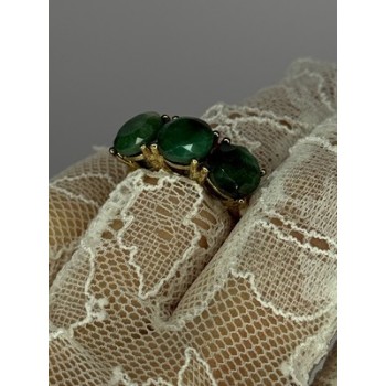 925 Sterling Silver Gold Plated Malachite Ring Size 7