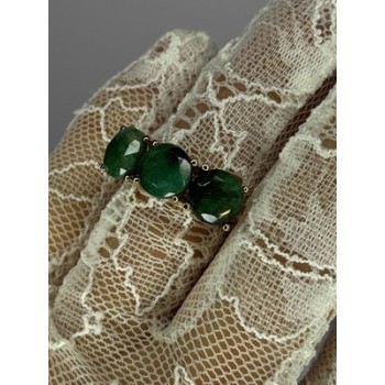925 Sterling Silver Gold Plated Malachite Ring Size 7