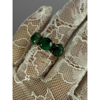 925 Sterling Silver Gold Plated Malachite Ring Size 7