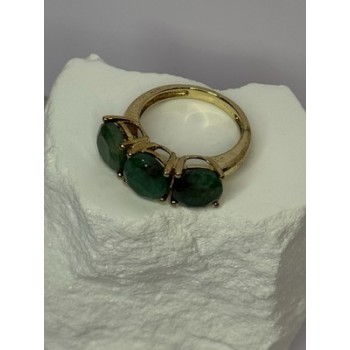 925 Sterling Silver Gold Plated Malachite Ring Size 7