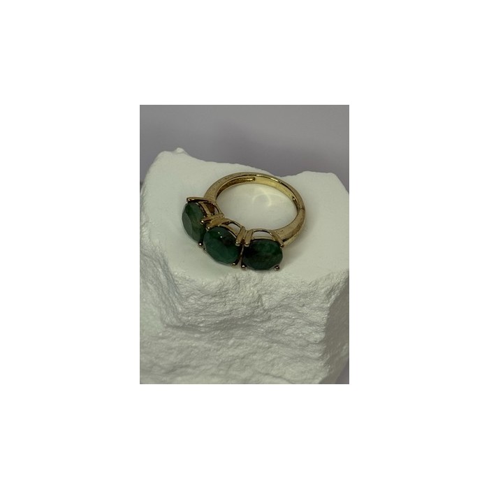 925 Sterling Silver Gold Plated Malachite Ring Size 7