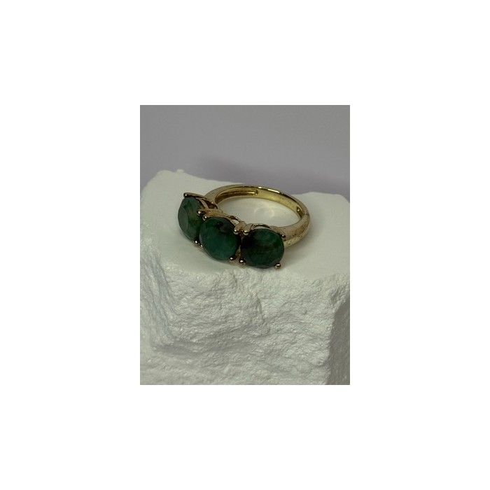 925 Sterling Silver Gold Plated Malachite Ring Size 7