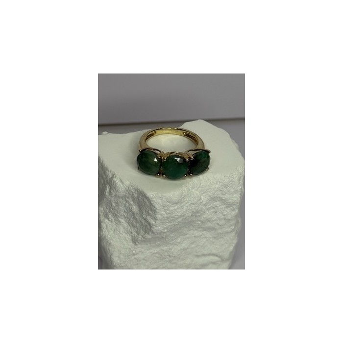 925 Sterling Silver Gold Plated Malachite Ring Size 7