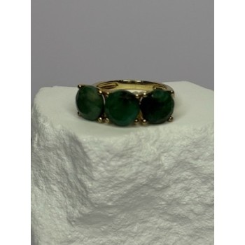 925 Sterling Silver Gold Plated Malachite Ring Size 7