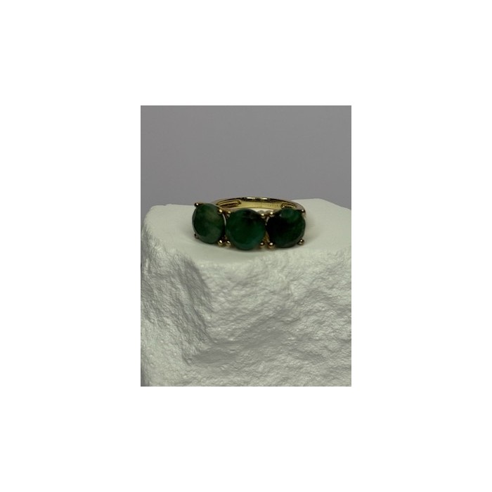 925 Sterling Silver Gold Plated Malachite Ring Size 7