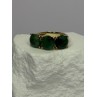 925 Sterling Silver Gold Plated Malachite Ring Size 7