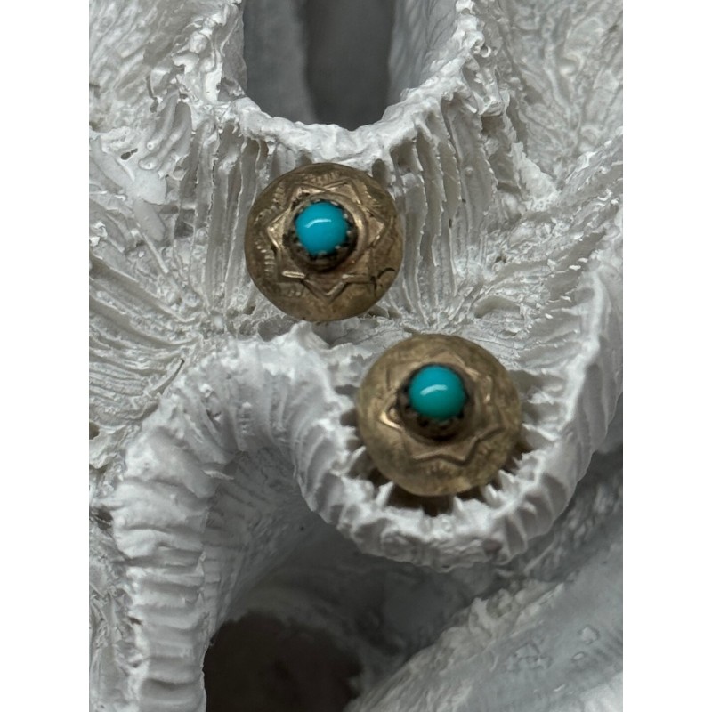 925 Sterling Silver Turquoise Earrings Length 0.4 Inch