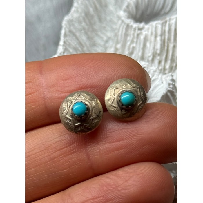 925 Sterling Silver Turquoise Earrings Length 0.4 Inch