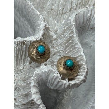 925 Sterling Silver Turquoise Earrings Length 0.4 Inch