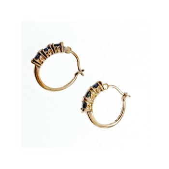 925 Sterling Silver Gold Plated Sapphires Earrings