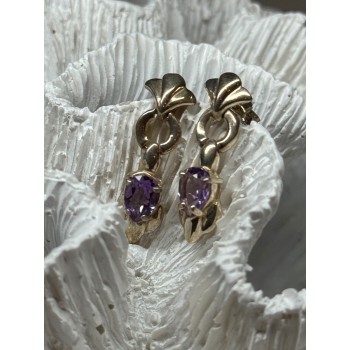 925 STERLING SILVER AMETHYST EARRINGS LENGTH 1 Inch