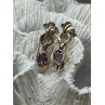 925 STERLING SILVER AMETHYST EARRINGS LENGTH 1 Inch