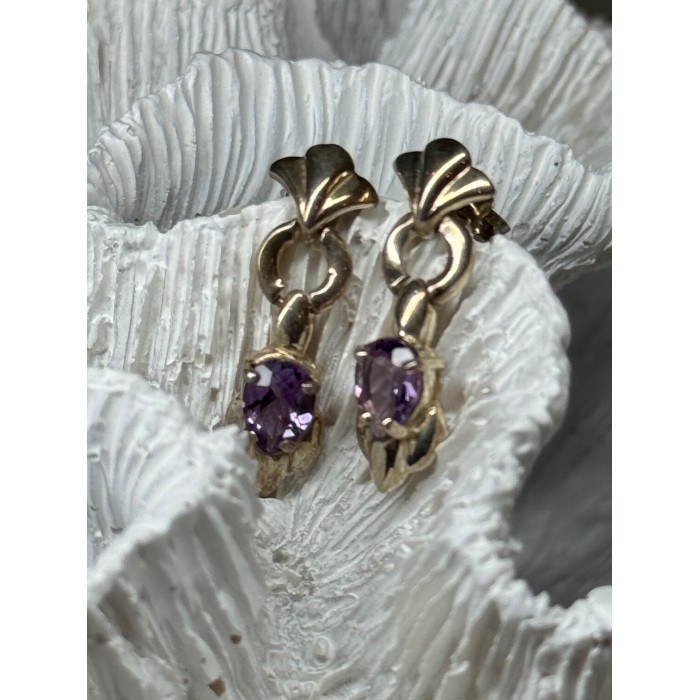 925 STERLING SILVER AMETHYST EARRINGS LENGTH 1 Inch