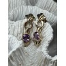 925 STERLING SILVER AMETHYST EARRINGS LENGTH 1 Inch