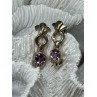 925 STERLING SILVER AMETHYST EARRINGS LENGTH 1 Inch