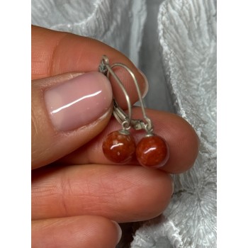 Vintage 925 Sterling Silver Amber Earrings Length 1 Inch