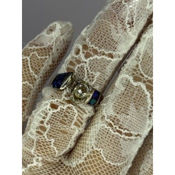 Vintage 925 Sterling Silver Beryl & Opal Ring Size 7