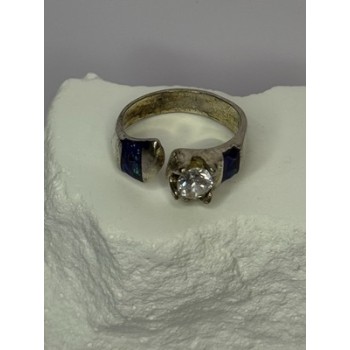 Vintage 925 Sterling Silver Beryl & Opal Ring Size 7