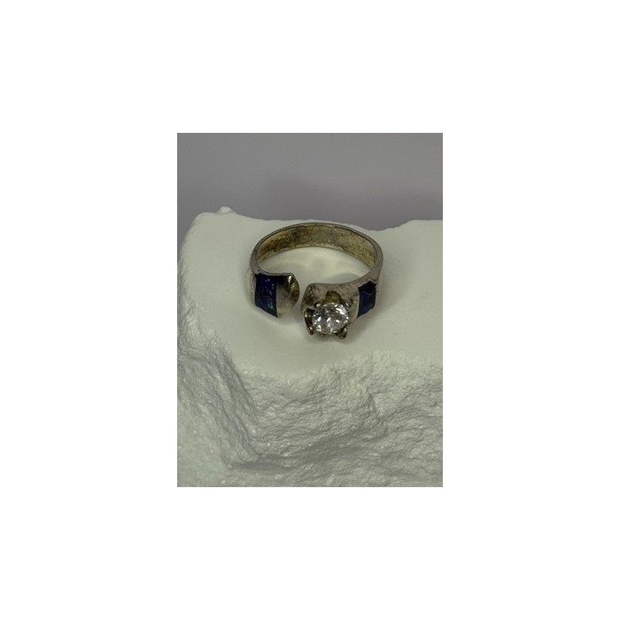 Vintage 925 Sterling Silver Beryl & Opal Ring Size 7