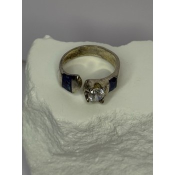 Vintage 925 Sterling Silver Beryl & Opal Ring Size 7