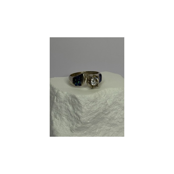 Vintage 925 Sterling Silver Beryl & Opal Ring Size 7