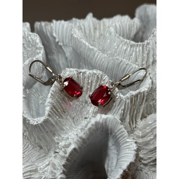 925 Sterling Silver Spinel Earrings Length 1.1 Inch