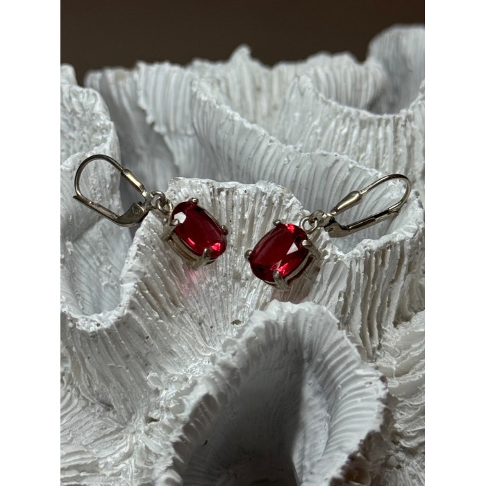 925 Sterling Silver Spinel Earrings Length 1.1 Inch