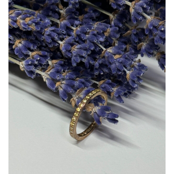 925 Sterling Silver Gold Plated CZ Ring Size 6.5