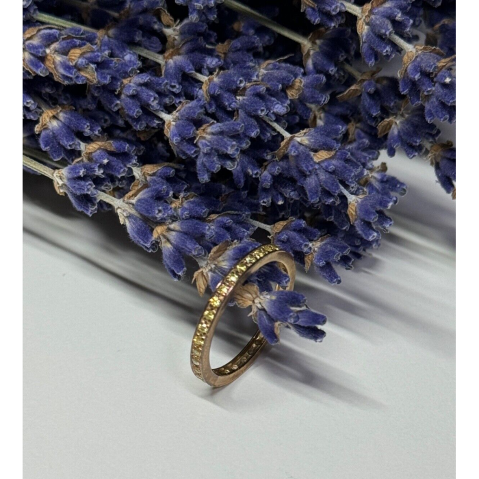 925 Sterling Silver Gold Plated CZ Ring Size 6.5