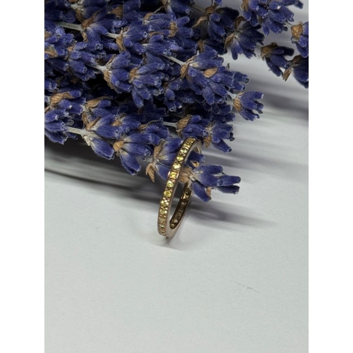 925 Sterling Silver Gold Plated CZ Ring Size 6.5