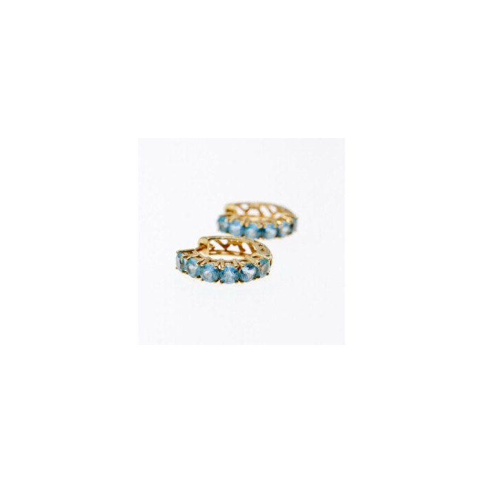 14K YELLOW GOLD BLUE TOPAZ EARRINGS