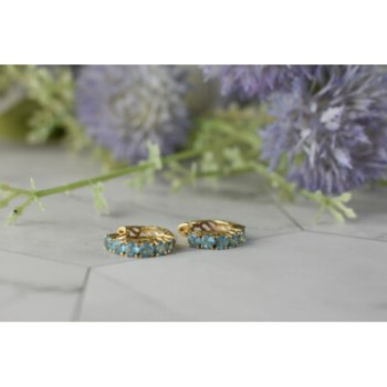 14K YELLOW GOLD BLUE TOPAZ EARRINGS