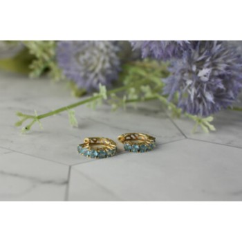 14K YELLOW GOLD BLUE TOPAZ EARRINGS