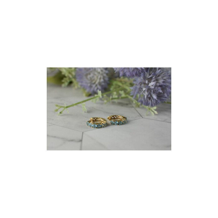 14K YELLOW GOLD BLUE TOPAZ EARRINGS