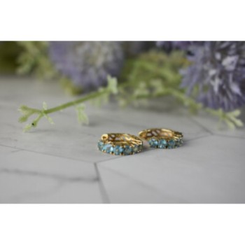 14K YELLOW GOLD BLUE TOPAZ EARRINGS
