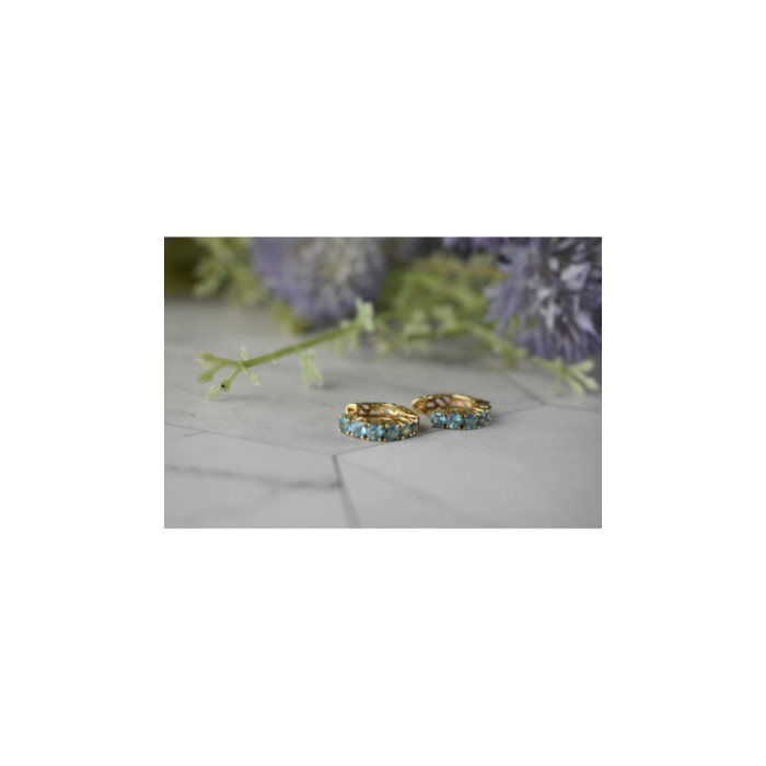 14K YELLOW GOLD BLUE TOPAZ EARRINGS