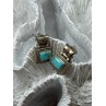 Vintage 925 Sterling Silver Turquoise Earrings Length 0.7 Inch