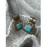 Vintage 925 Sterling Silver Turquoise Earrings Length 0.7 Inch
