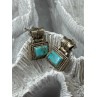Vintage 925 Sterling Silver Turquoise Earrings Length 0.7 Inch