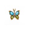 14K YELLOW GOLD TOPAZ, PERIDOT & DIAMONDS BUTTERFLY PENDANT