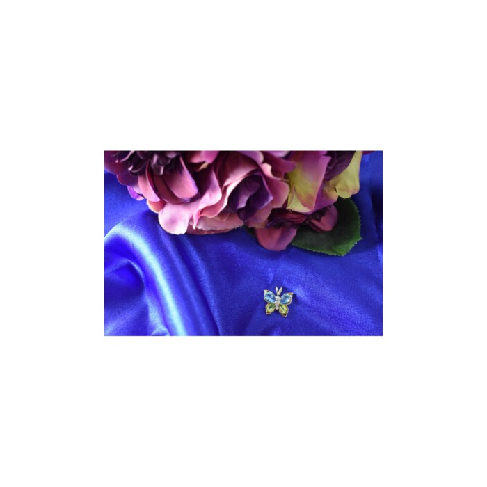 14K YELLOW GOLD TOPAZ, PERIDOT & DIAMONDS BUTTERFLY PENDANT