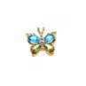 14K YELLOW GOLD TOPAZ, PERIDOT & DIAMONDS BUTTERFLY PENDANT