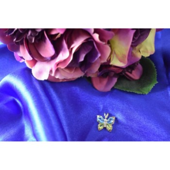 14K YELLOW GOLD TOPAZ, PERIDOT & DIAMONDS BUTTERFLY PENDANT