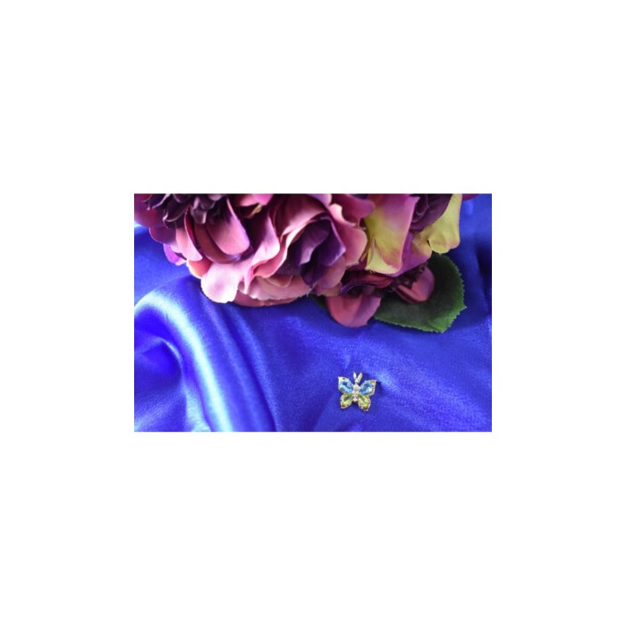 14K YELLOW GOLD TOPAZ, PERIDOT & DIAMONDS BUTTERFLY PENDANT