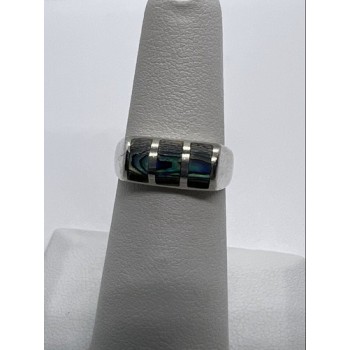 925 Sterling Silver Abalone Ring Size 5