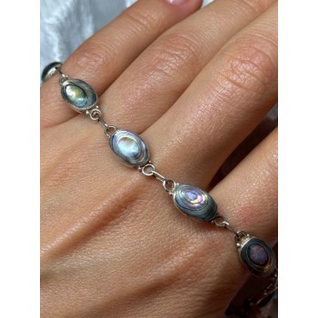 VINTAGE 925 STERLING SILVER ABALONE BRACELET LENGTH 7 Inch