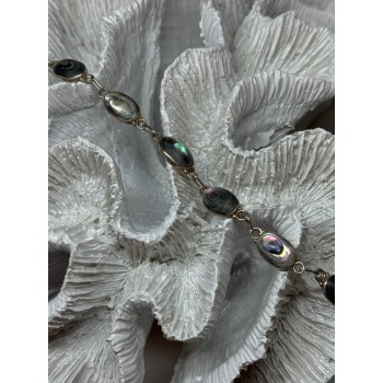 VINTAGE 925 STERLING SILVER ABALONE BRACELET LENGTH 7 Inch